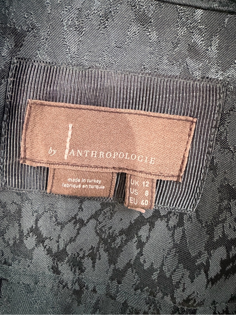 Anthropologie Blazer Wrap Dress Dark Teal Satin Textured Midi Long Sleeve Sz 8 - Picture 8 of 12
